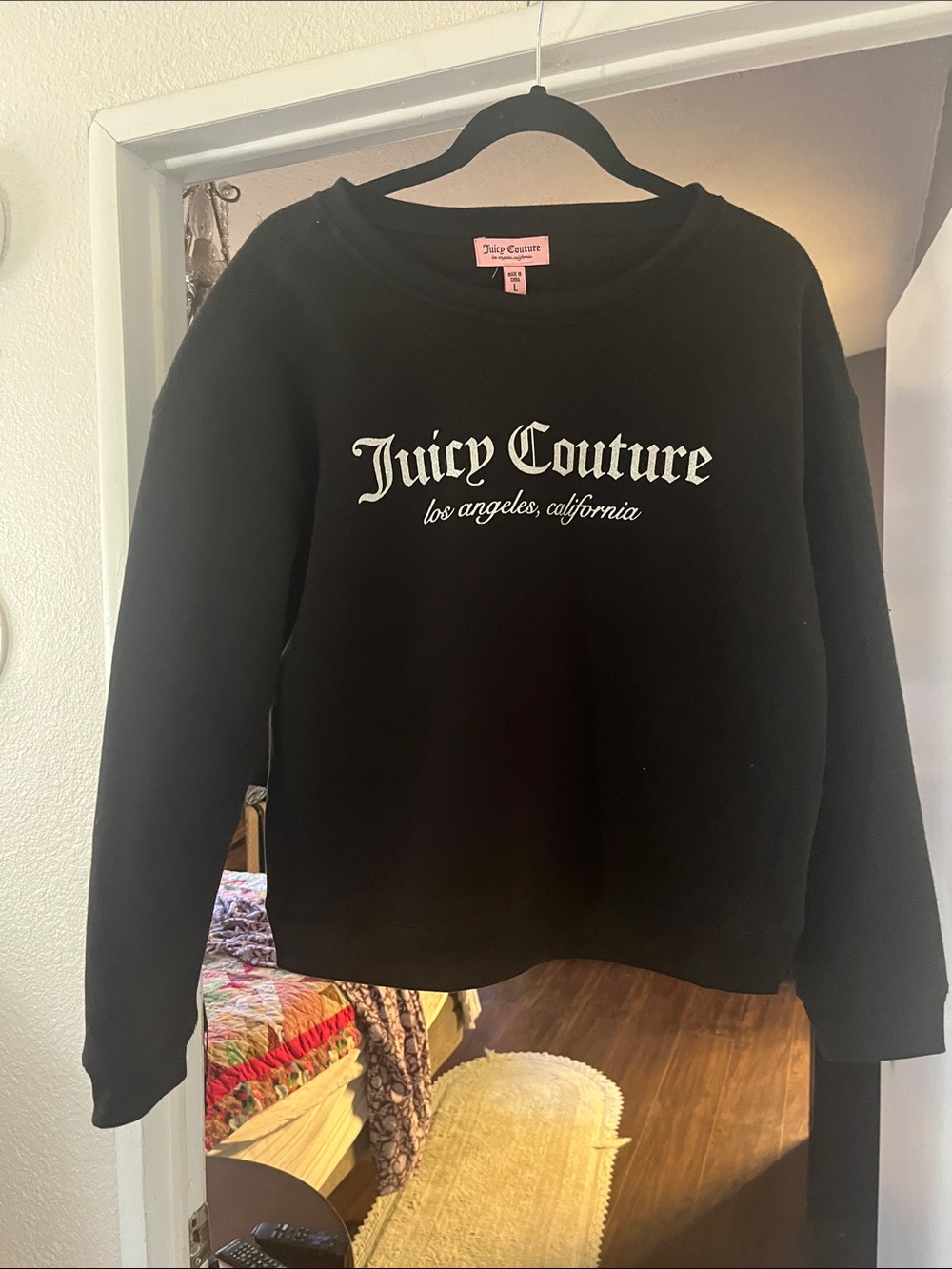 Juicy Couture Black Crewneck with White Script Logo nwt